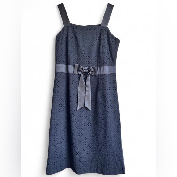 VIF Paris Womens Black Ribbon Bow Fit and Flare Preppy Feminine Midi Dress Small - Picture 1 of 9